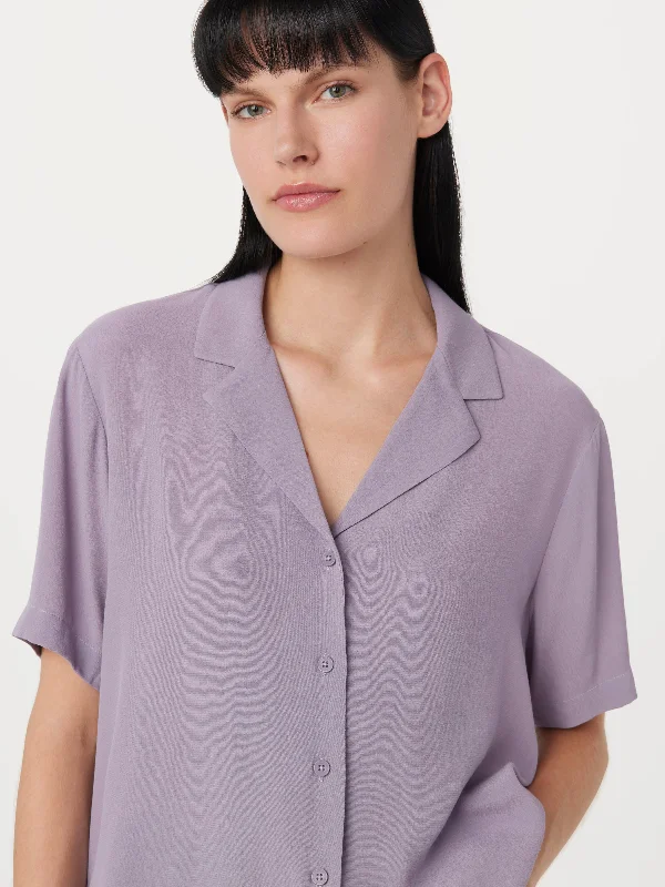 Women's Lightweight T-shirt Blouses -The Fluid Camp Collar Blouse in Slate Violet