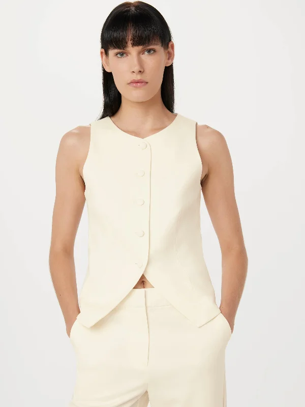 Women's Knit Vests Sweater for Layered Outfits-The Button Up Vest in Cream