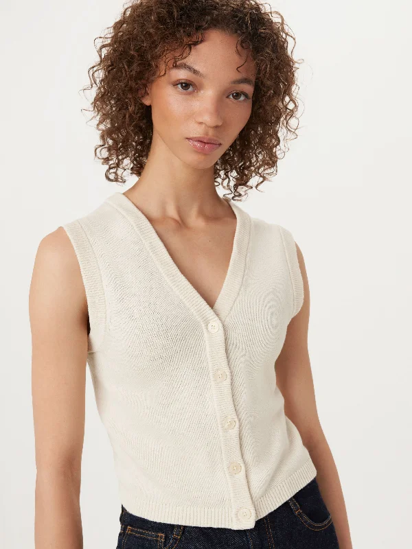 Women's Casual Vests Sweater for Day Out-The Button-Up Sweater Vest in Vanilla