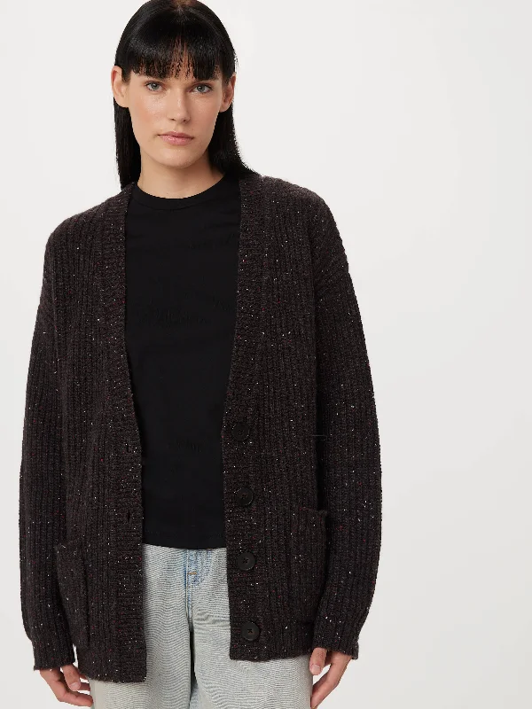 Women's Cardigans Sweater for Relaxed Look-The Comfort Donegal Cardigan in Maroon
