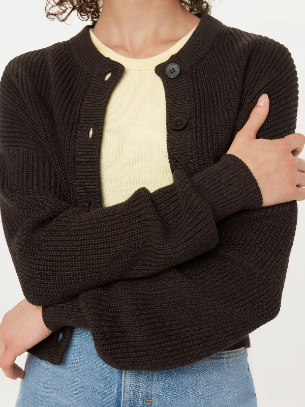 Women's Cardigans Sweater for Warmth-The SeaCell™ Crewneck Cardigan in Dark Chocolate Women's Cardigans Sweater for Warmth-The SeaCell™ Crewneck Cardigan in Dark Chocolate