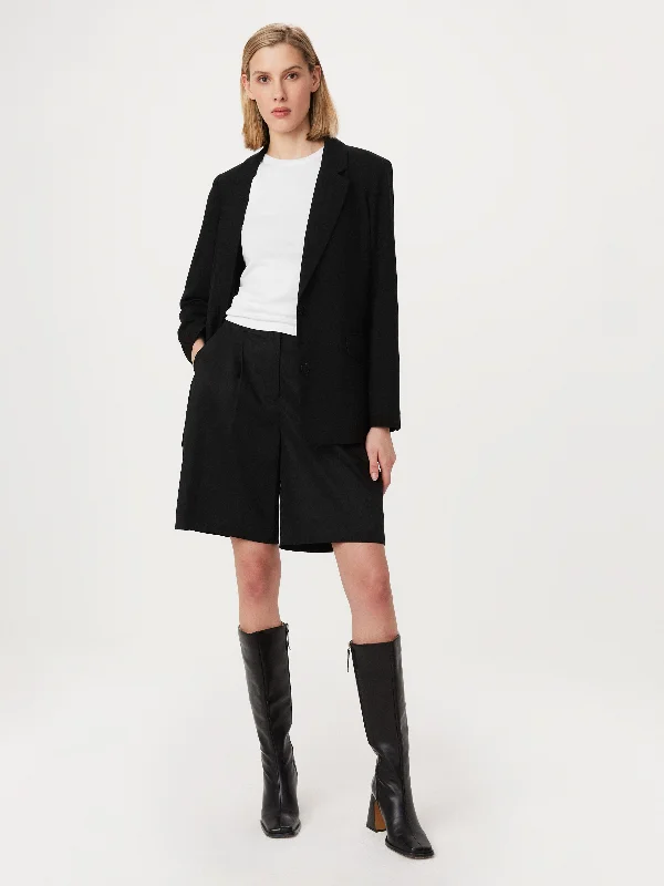 Women's Stylish Tweed Blazers -The Relaxed Single Breasted Blazer in Black