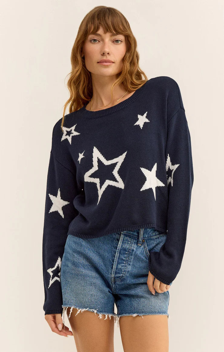 Women's Sweater for Relaxed Fit-Z Supply Seeing Stars Sweater
