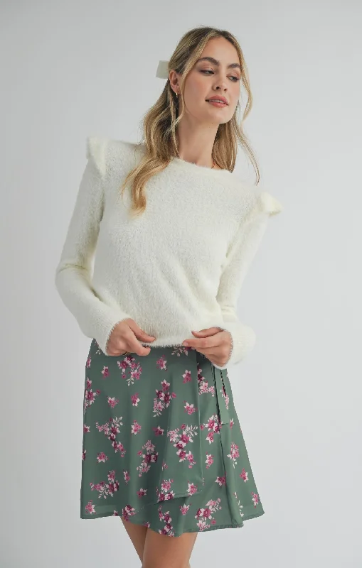 Women's Sweater for Outdoor Adventures-Abigail Ruffle Trim Sweater
