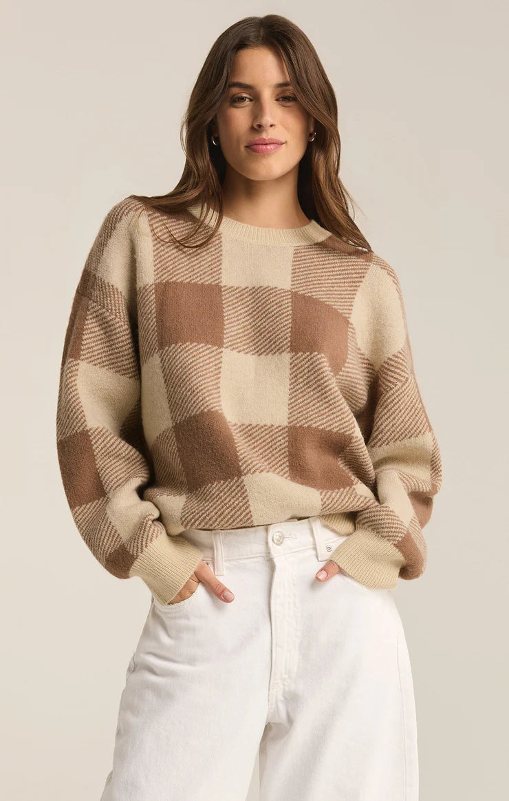 Women's Sweater with Sleeveless Design-Z Supply Check You Later Plaid Sweater