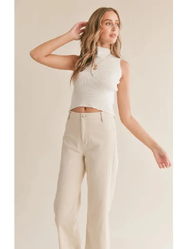 Women's Sweater for Statement Pieces-Sadie And Sage Erica Mock Neck Ribbed Tank Sweater