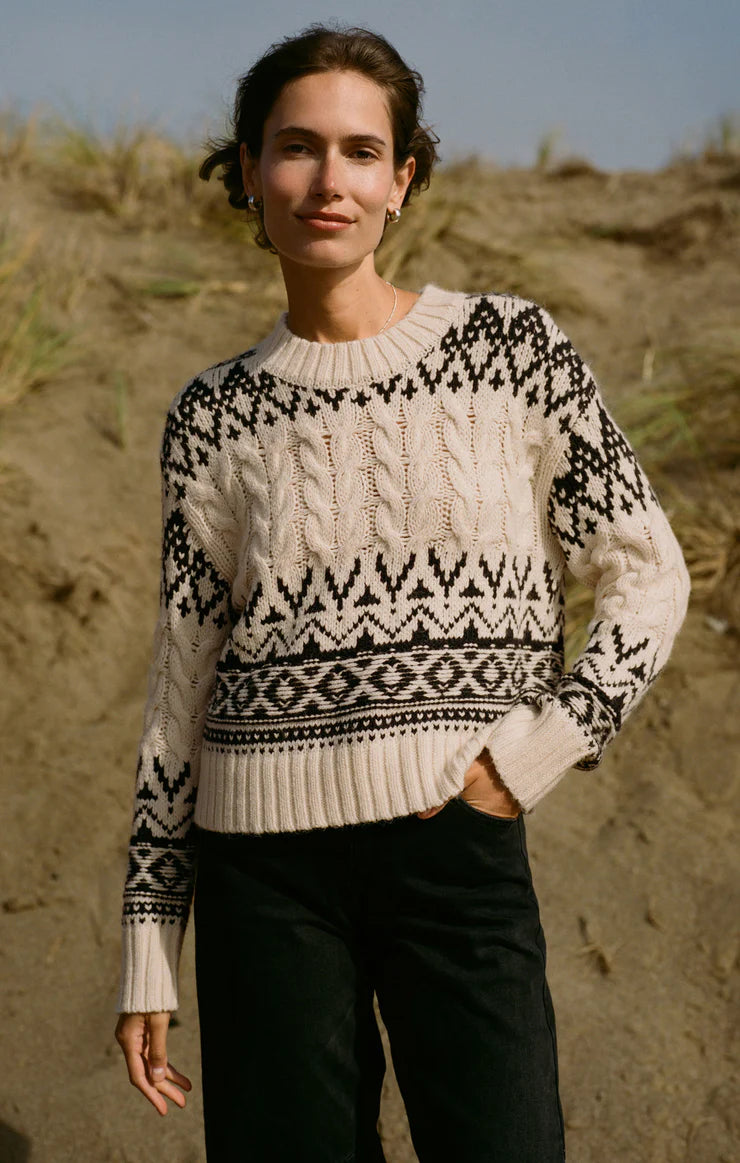 Women's Sweater with Statement Collar-Z Supply Garland Fairisle Sweater
