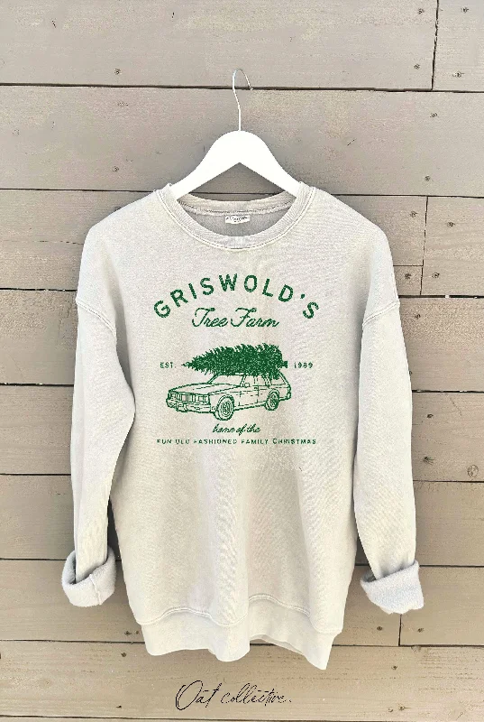 Women's Sweater with Slim Fit Style-Griswold's Tree Farm Mineral Graphic Sweatshirt