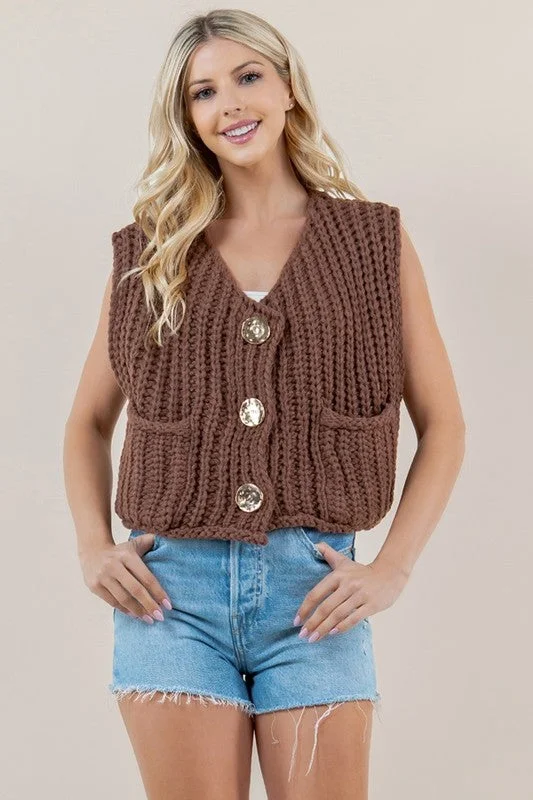 Women's Vests Sweater for Transitional Seasons-Solid Round Neck Sweater Vest