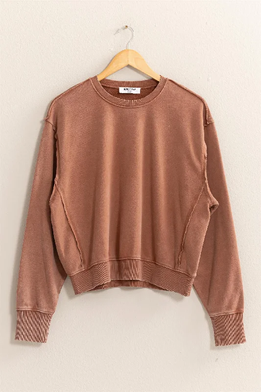 Women's Sweater for Christmas Gifts-Drop Shoulders Crewneck Sweatshirt