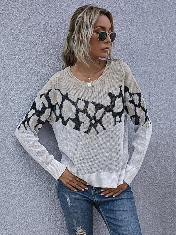 Women's Pullovers Sweater for Everyday Comfort-Wild Pattern Pullover Sweatshirt Sweater Women