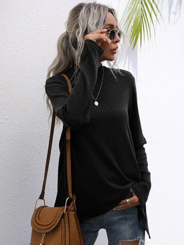 Women's Lightweight Wool Knit Pullovers Sweater for Fall-Black Loose Turtleneck Pullover Sweater Women