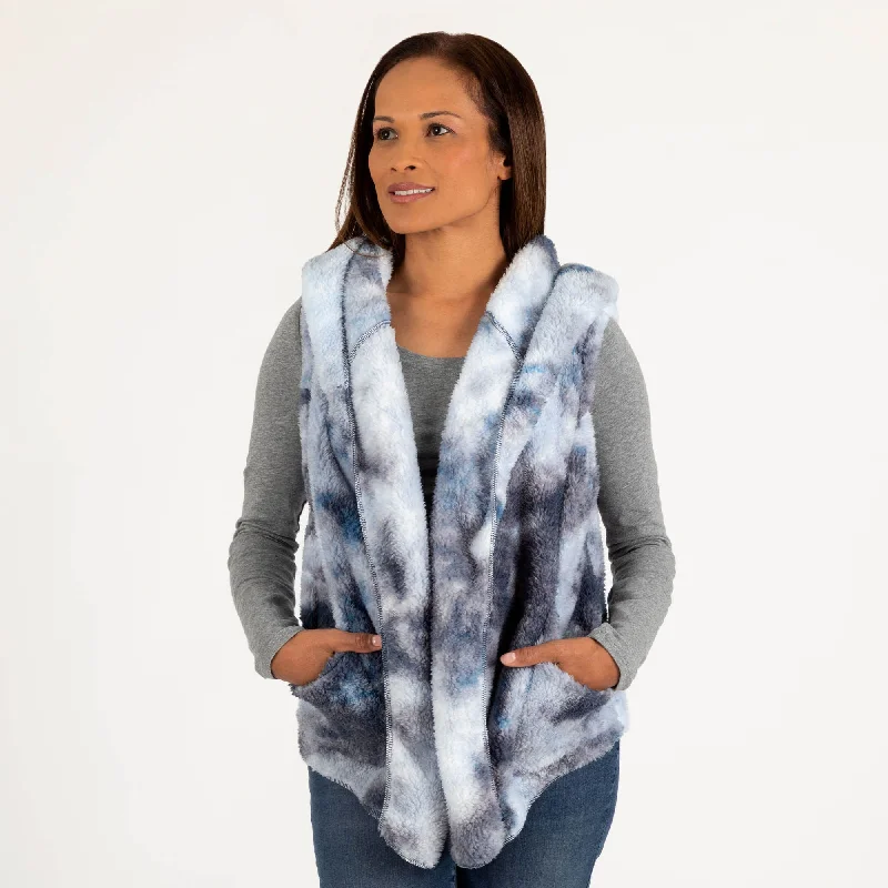 Women's Warm Cashmere Vests Sweater-Tie-Dye Cozy Plush Fleece Vest