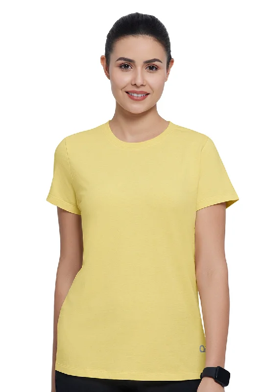 Women's Embroidered Top -Essential Crew Neck Tee - Sunshine