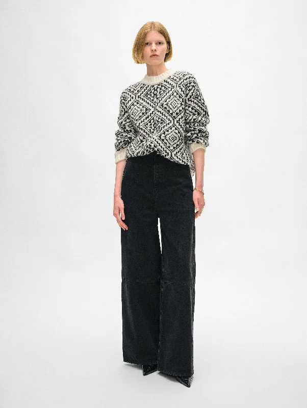 Women's Sweater for Vintage Vibes-Alpaca Blend Nordic Crewneck