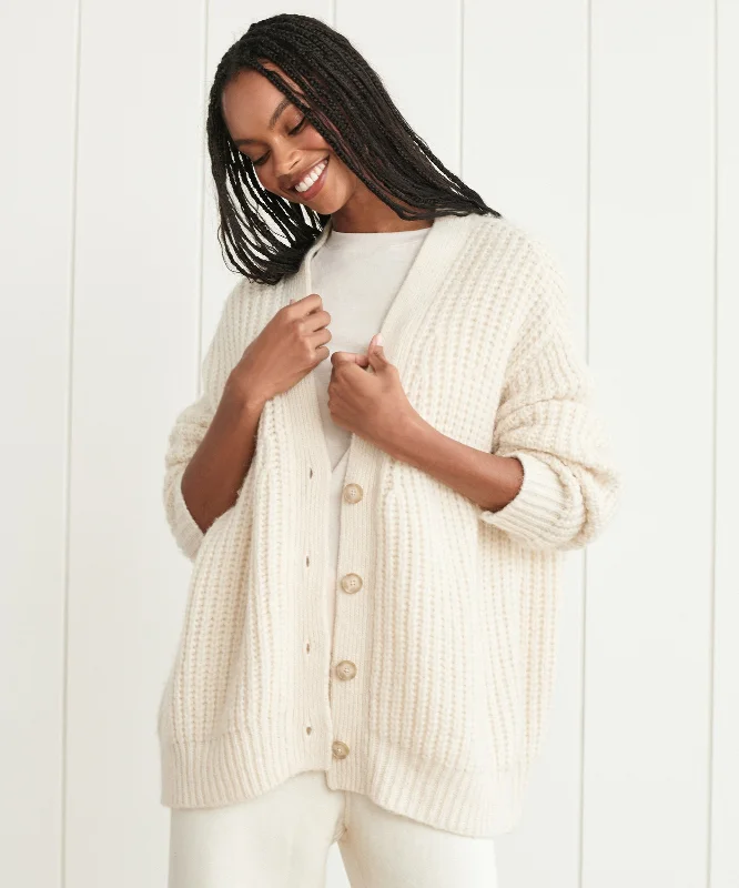 Women's Sweater with Sporty Vibe-Alpaca Cocoon Cardigan