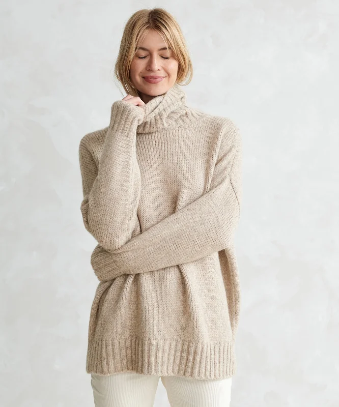 Women's Sweater for Gift Ideas-Alpaca Cocoon Turtleneck