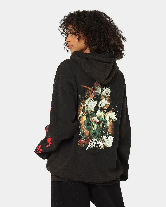 Women's Hoodies with Colorful Accents -American Thrift Chicken Boom Vintage Hoodie Black Wash Women's Hoodies with Colorful Accents -American Thrift Chicken Boom Vintage Hoodie Black Wash