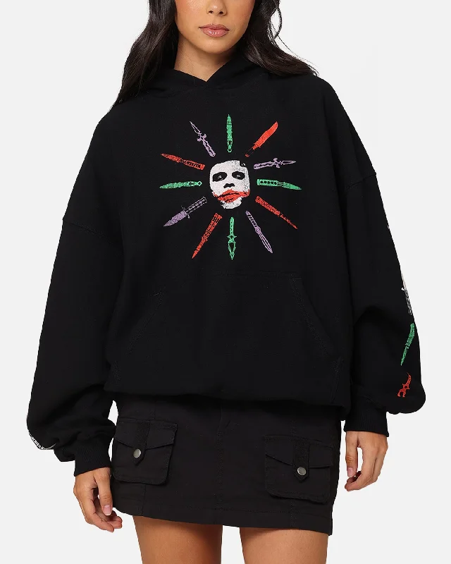 Women's Hoodies with Zipper Closure -American Thrift X DC Batman The Joker Scars Premium Hoodie Black
