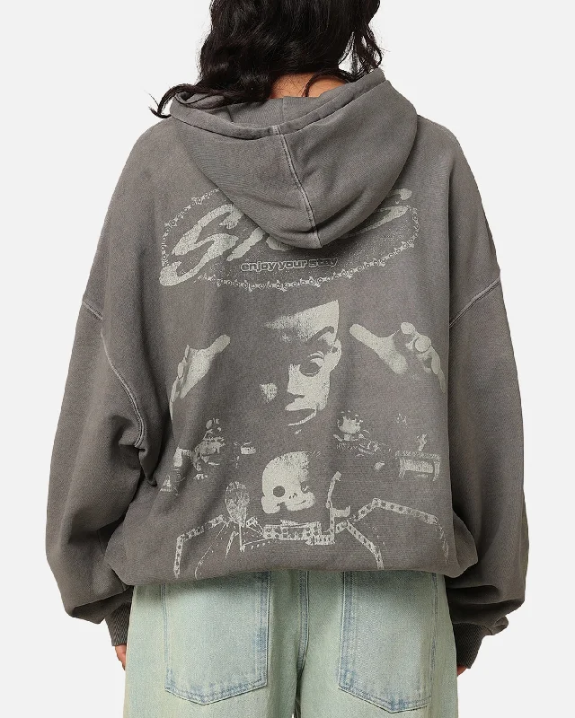 Women's Hoodies with Fashionable Details -Vintage American Thrift Disney Pixar Sid Premium Hoodie Washed Charcoal Women's Hoodies with Fashionable Details -Vintage American Thrift Disney Pixar Sid Premium Hoodie Washed Charcoal