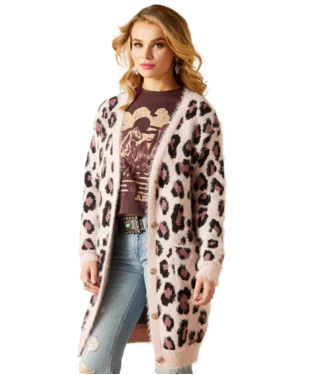 Women's Sweater with Subtle Patterns-Ariat Women’s Pretty In Pink Cardigan