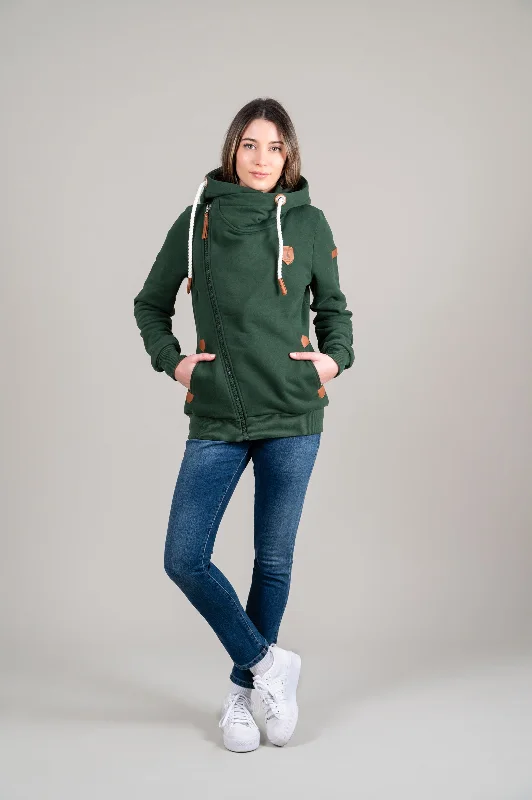 Women's Hoodies with Funky Tie-dye Design -Athena Deep Forest Full-Zip Hoodie