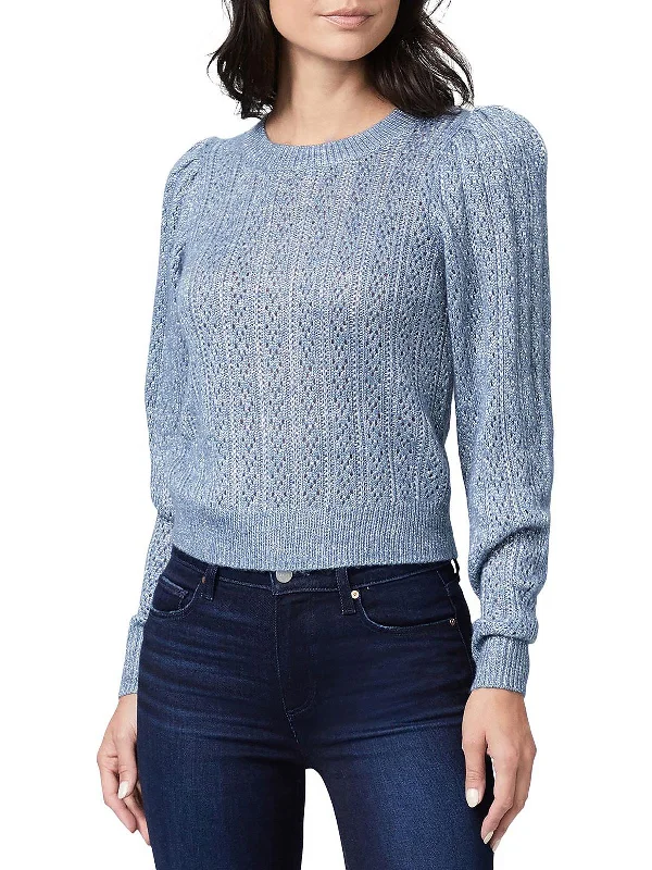 Women's Elegant Ribbed Knit Pullover Sweater-Athena Womens Metallic Pointelle Pullover Sweater Women's Elegant Ribbed Knit Pullover Sweater-Athena Womens Metallic Pointelle Pullover Sweater