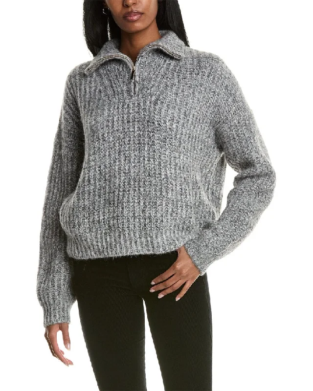 Women's Soft Cashmere Pullover Sweater with Cuffs-ba&sh Alpaca-Blend Pullover
