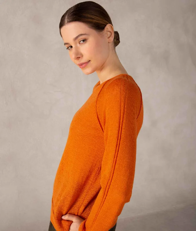 Women's Sweater for Fashionable Warmth-Baby Alpaca Basic Raglan Sleeves Sweater