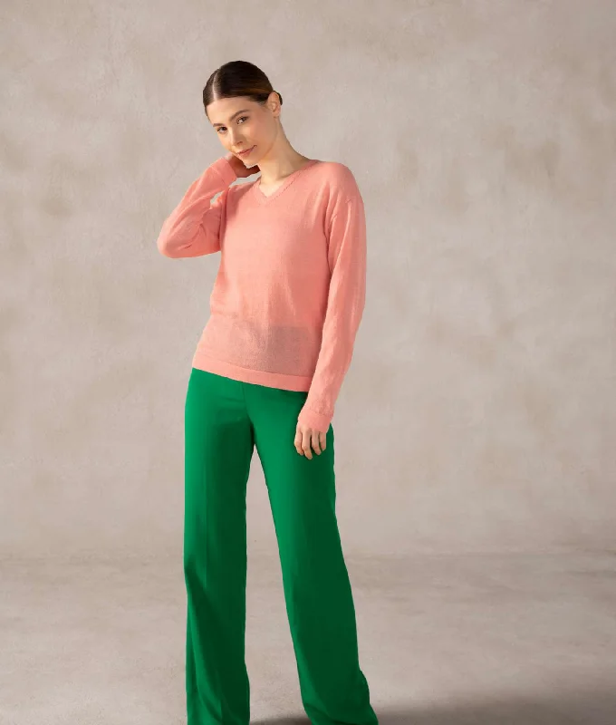 Women's Sweater with Luxurious Finish-Baby Alpaca Basic Vee Sweater