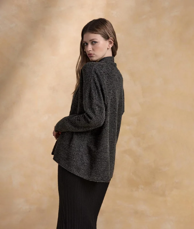 Women's Sweater with Slim Fit Detail-Baby Alpaca Loose Cardigan