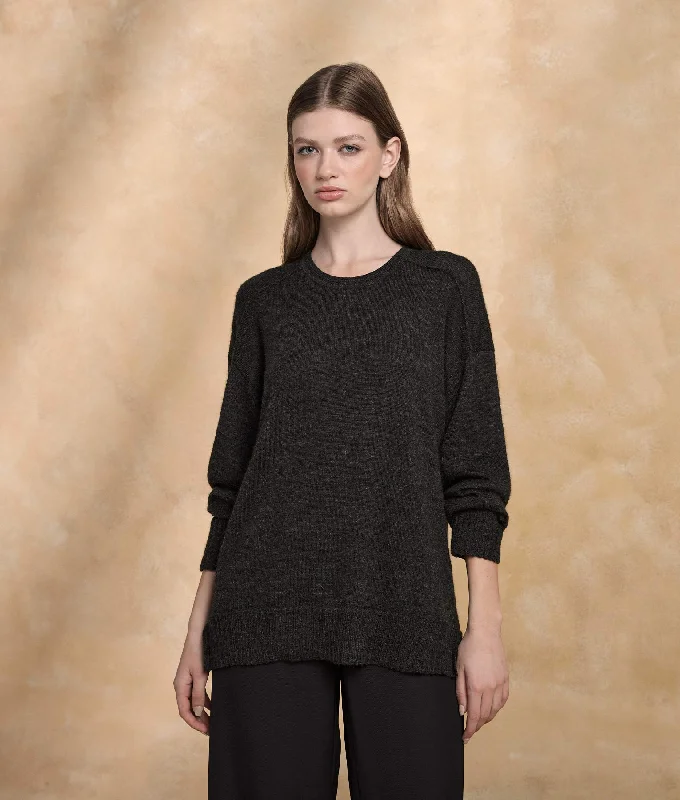 Women's Sweater for Minimalist Look-Baby Alpaca Loose Sweater