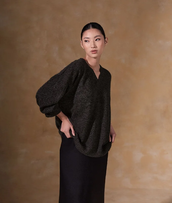 Women's Sweater for Casual Evenings-Baby Alpaca Oversize Sweater