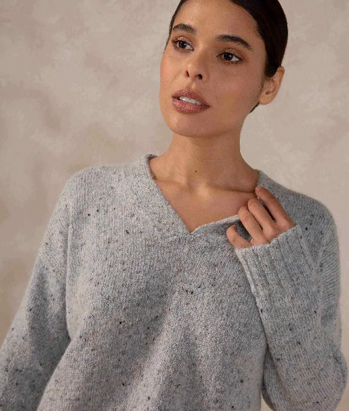 Women's Sweater with Cozy, Soft Fabric-Baby Alpaca and wool jersey v neck sweater