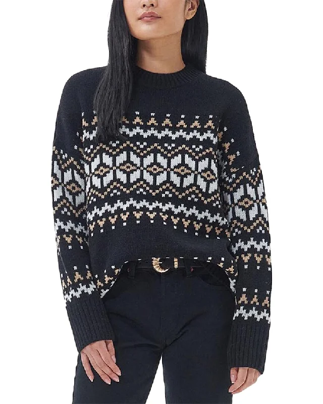 Women's Sweater with Colorful Stripes-Barbour Wool-Blend Sweater