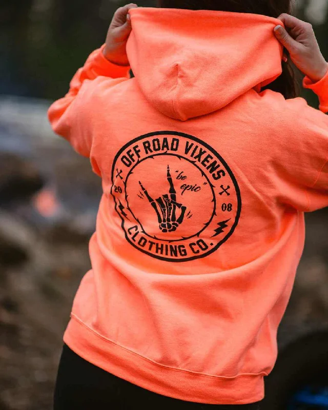 Women's Hoodies for Post-Workout Recovery -Be Epic Pullover Neon Coral