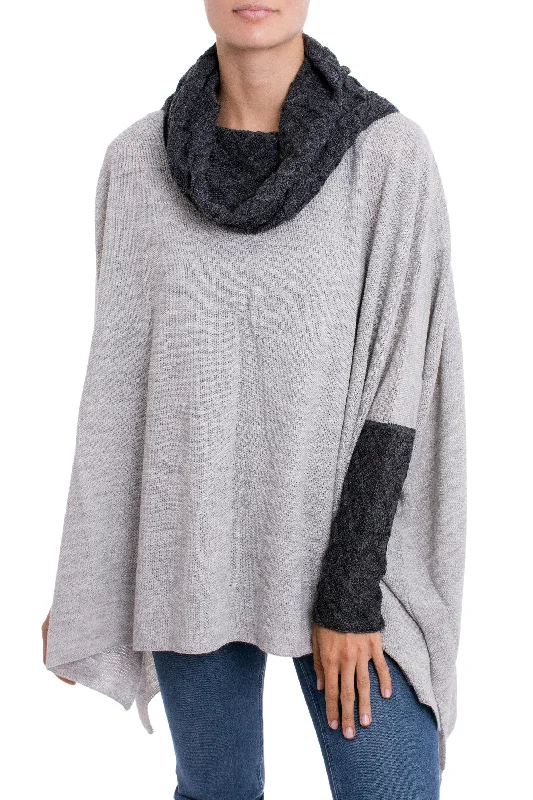Women's Cable Knit Pullovers Sweater-Beautiful Warmth in Dove Grey Knit Alpaca Blend Pullover in Dove Grey from Peru Women's Cable Knit Pullovers Sweater-Beautiful Warmth in Dove Grey Knit Alpaca Blend Pullover in Dove Grey from Peru