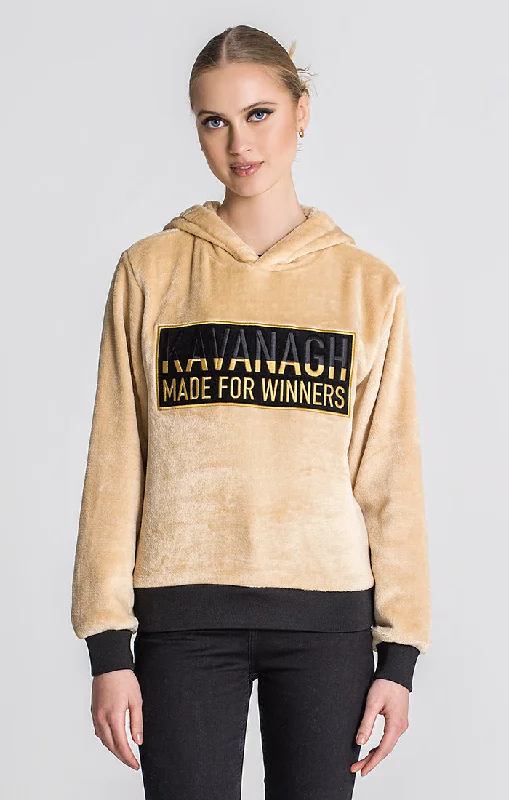 Women's Hoodies with Embellished Detailing -Beige GK Patch Hoodie