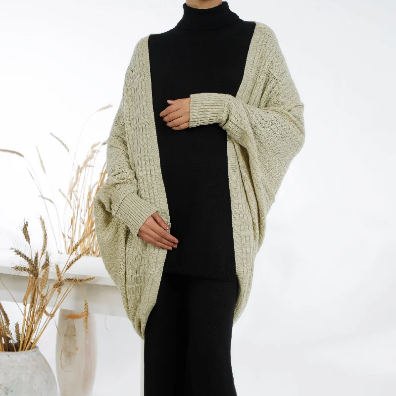 Women's Sweater Set with Bootcut Pants -Beige Sweaters Cord Set PW4876