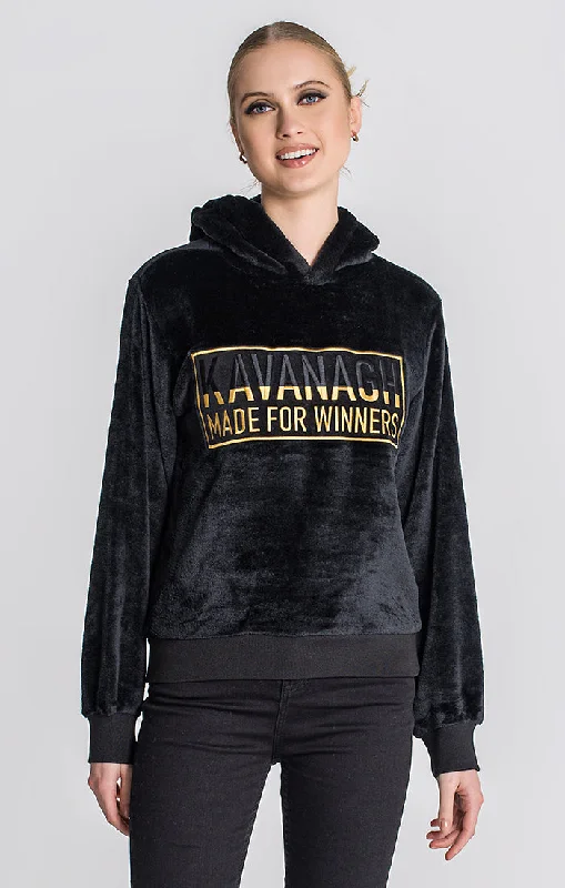 Women's Hoodies for Cozy Nights In -Black GK Patch Hoodie