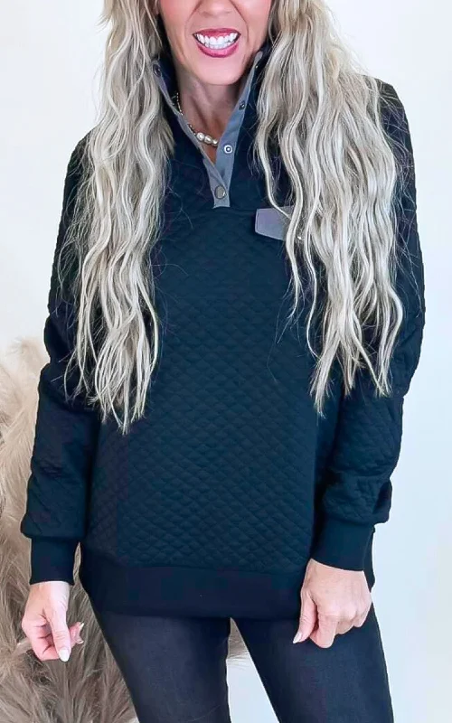 Women's Pullovers Sweater with Chunky Yarn-Black Diamond Pullover Sweater