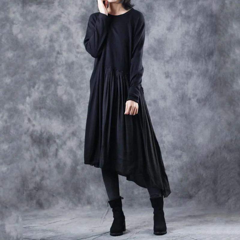 Women's Soft Wool Cashmere Blend Pullover Sweater-Boutique Black Knit Dress Fall Fashion O Neck Wrinkled Pullover Patchwork Pullover Sweater Women's Soft Wool Cashmere Blend Pullover Sweater-Boutique Black Knit Dress Fall Fashion O Neck Wrinkled Pullover Patchwork Pullover Sweater