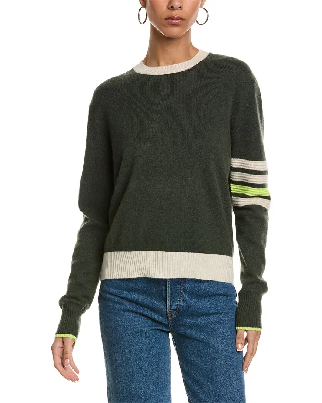 Women's Sweater for Sophisticated Style-Brodie Cashmere Harvard Stripe Cashmere Sweater