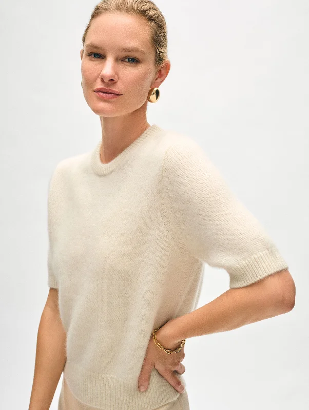 Women's Casual Fit Short Sleeve T-shirt for Summer Days -Brushed Cashmere Tee