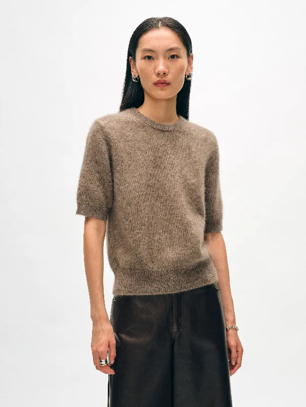 Women's Casual Short Sleeve T-shirt for Vacation -Brushed Cashmere Tee