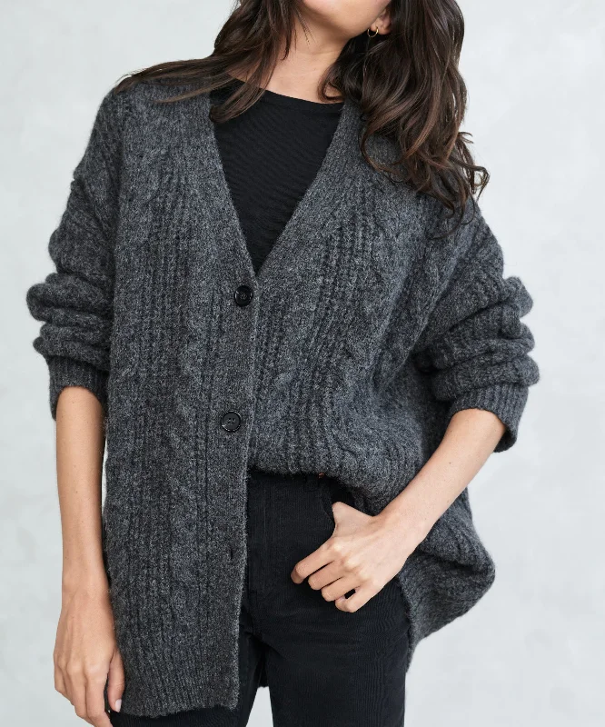 Women's Sweater with Sparkly Accents-Cable Cocoon Cardigan
