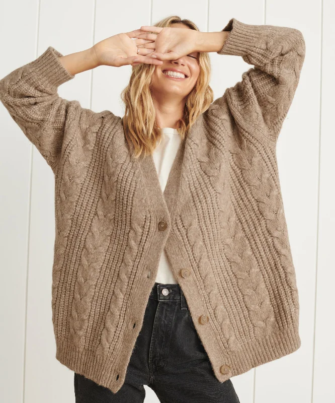 Women's Sweater for Layered Outfits-Cable Cocoon Cardigan