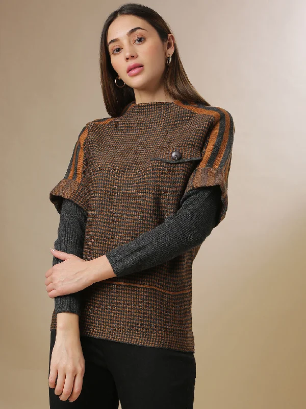 Women's Sweater for Cozy Nights-Campus Sutra Women Self Design Stylish Casual Sweaters Women's Sweater for Cozy Nights-Campus Sutra Women Self Design Stylish Casual Sweaters