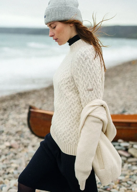 Women's Sweater with Luxurious Feel-CARDIFF - Mock Neck Sweater with Raglan Sleeves | Wool Blend (WINTER WHITE) Women's Sweater with Luxurious Feel-CARDIFF - Mock Neck Sweater with Raglan Sleeves | Wool Blend (WINTER WHITE)