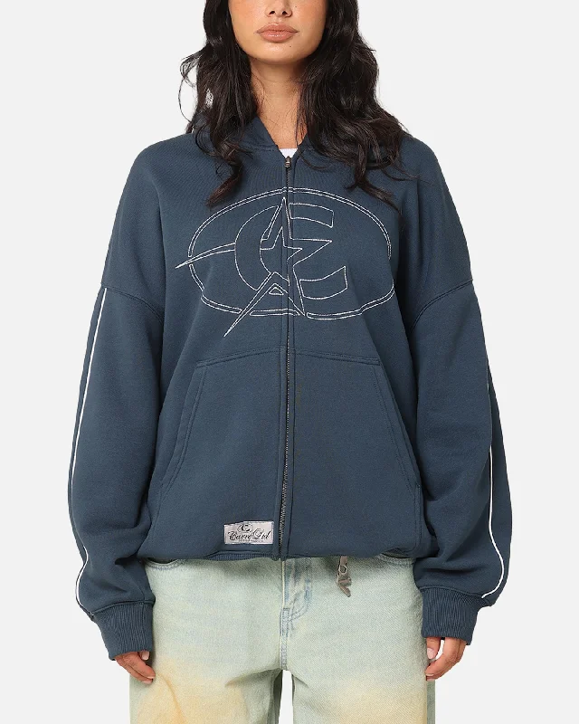 Women's Zip Hoodies for Easy Layering -Carre C-Superstar Pipe Zip Hoodie Navy